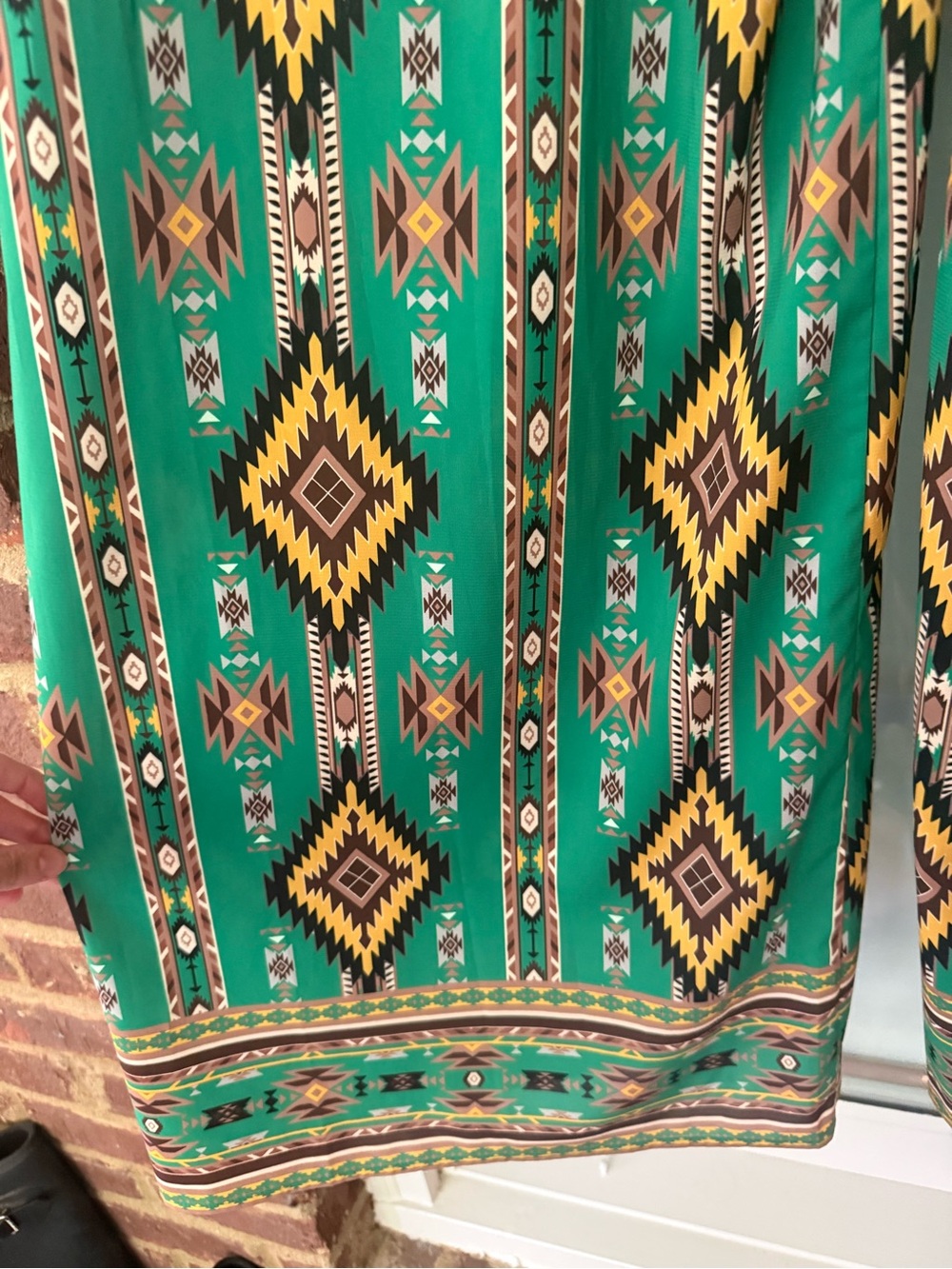 Alice + Olivia Green Aztec Print Athena Wide Leg Pant - Picture 7 of 10